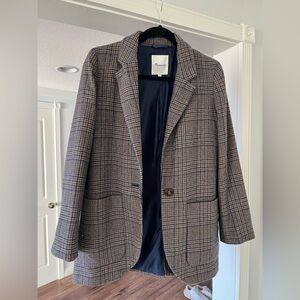 Plaid wool blazer jacket